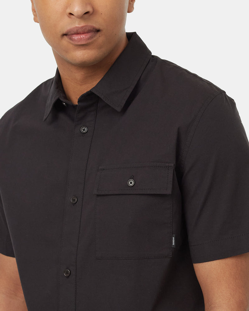 Black-Collared-Shortsleeve-Button-Up-Shirt