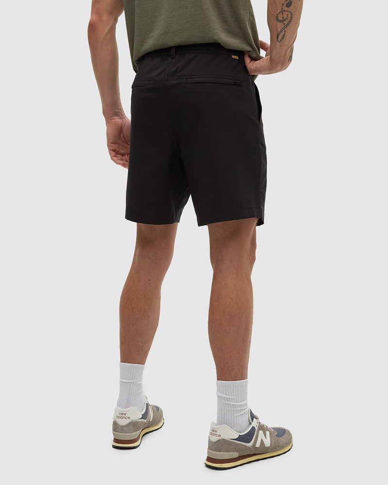 Black-Stretched-Poly-Twill-Mid-Rise-Short