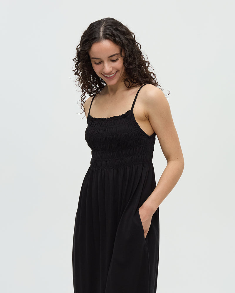 Black-TreeBlend-Sleeveless-Smocked-Dress