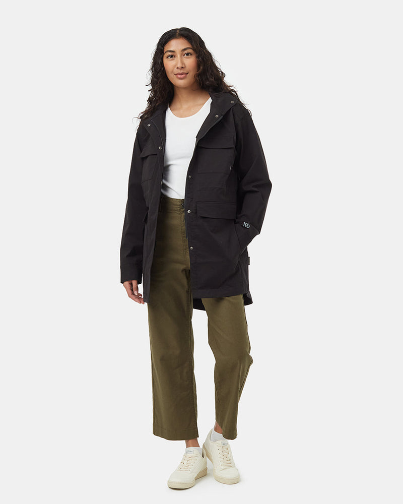Black-Water-Repellent-Mock-Collar-Zip-Up-Jacket