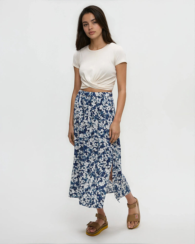 Blue-EcoWoven-Crepe-Skirt
