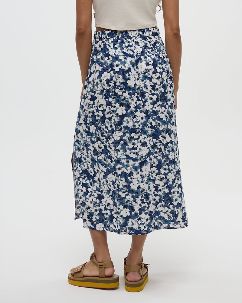 Blue-EcoWoven-Crepe-Skirt