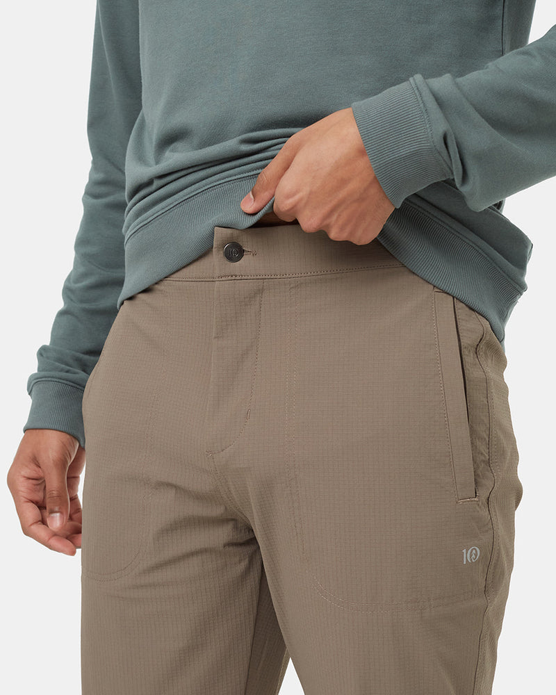 Brown-Mid-Rise-Full-Length-Tapered-Water-Repellent-Pants