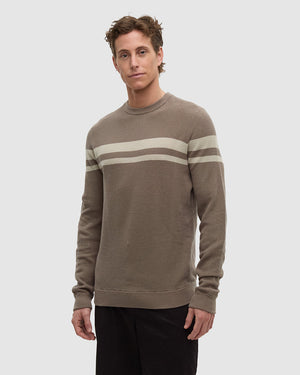 Brown-Organic-Cotton-Woven-Sweater *Model is 6'2", wearing size M