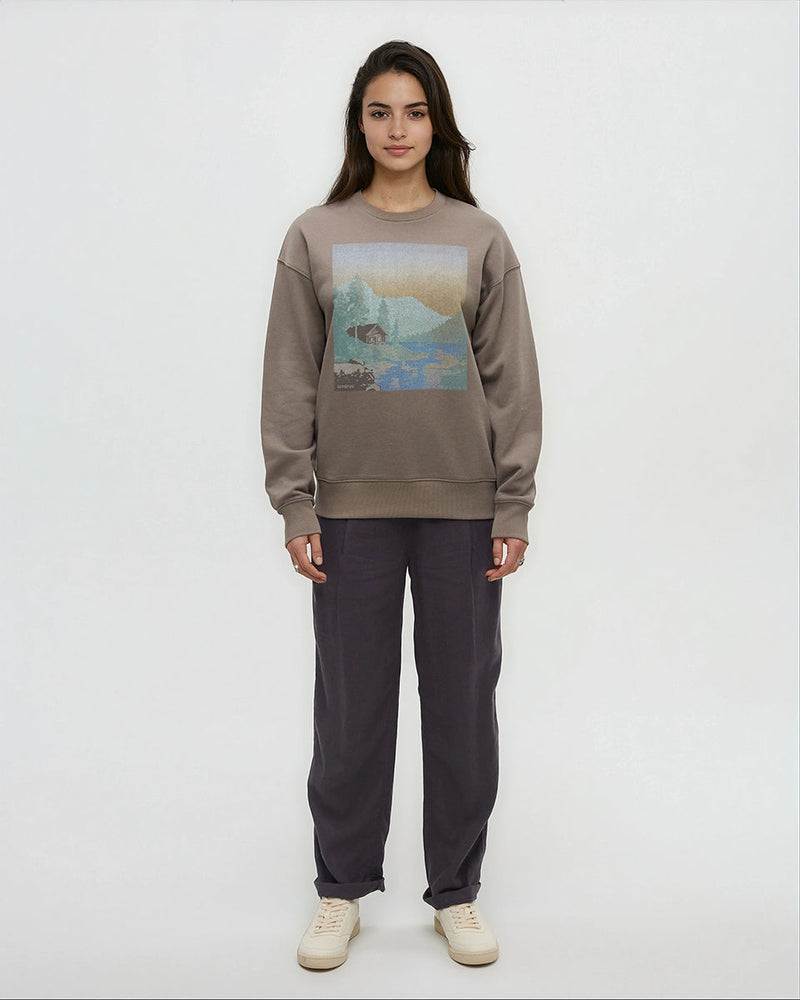 Brown-Relaxed-Graphic-Crew-Neck-Sweatshirt