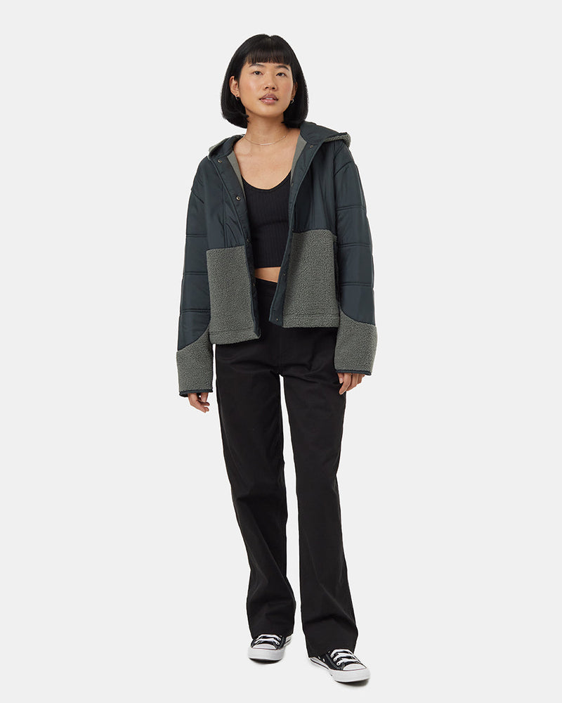Green-Boucle-Oversized-Fit-Fleece-Hoodie