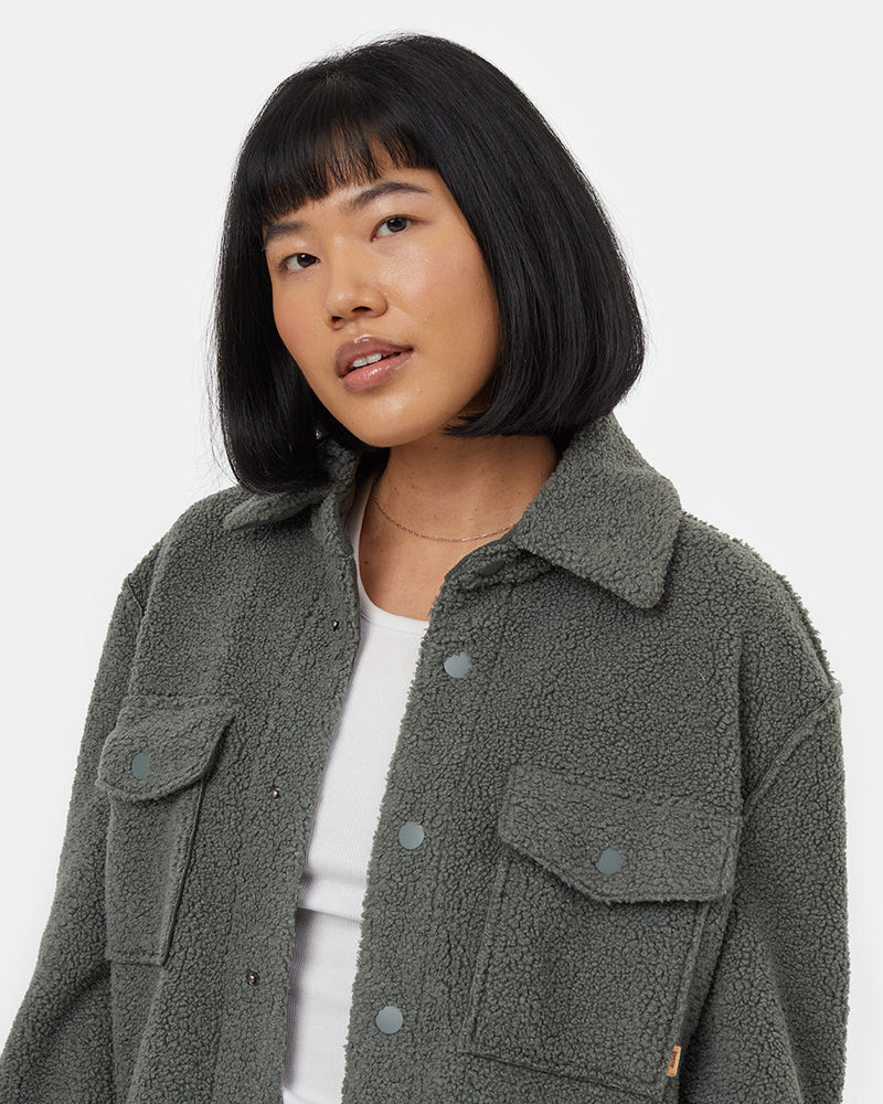 Green-Boucle-Oversized-Fit-Fleece-Jacket