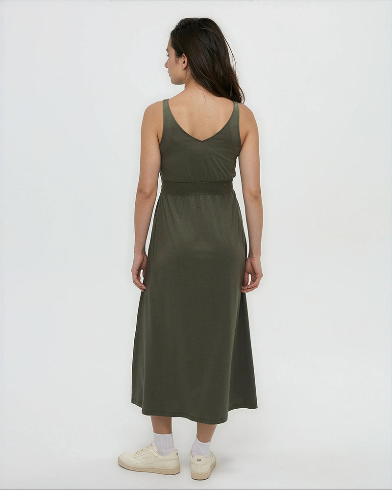 Green-Treeblend-Elasticated-Waist-Maxi-Dress