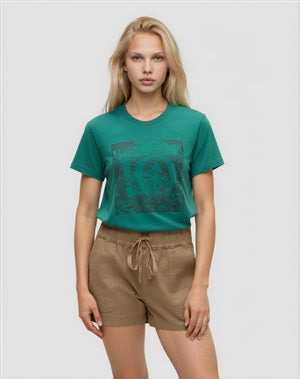 Green-Treeblend-Graphic-Crew-Neck-T-Shirt *Model is 5'9", wearing size S