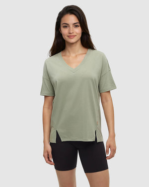 Green-Treeblend-Oversize-Fit-Crew-Neck-T-Shirt *Model is 5'9", wearing size S