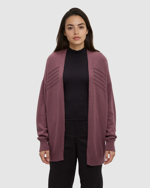 Purple-Highline-Mid-Length-Cardigan *Model is 5'9", wearing size S
