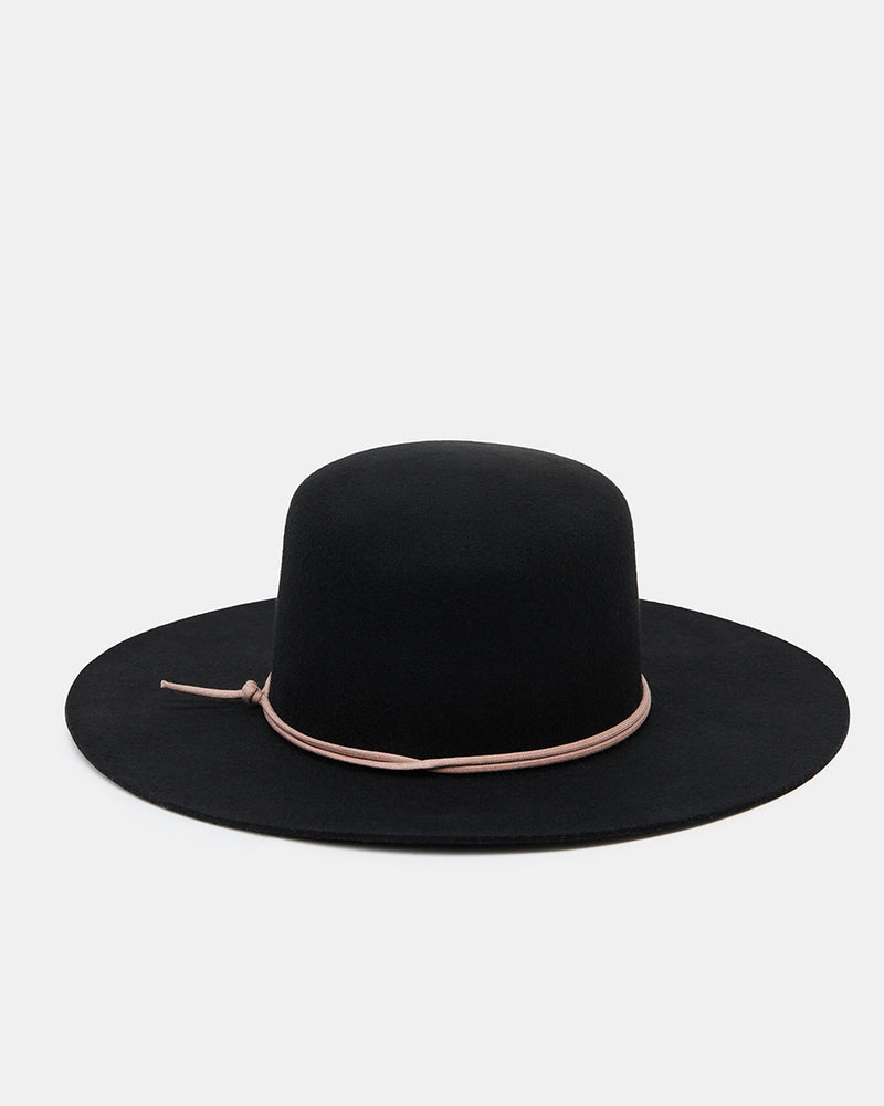 Black Recycled Wool Fedora Hat