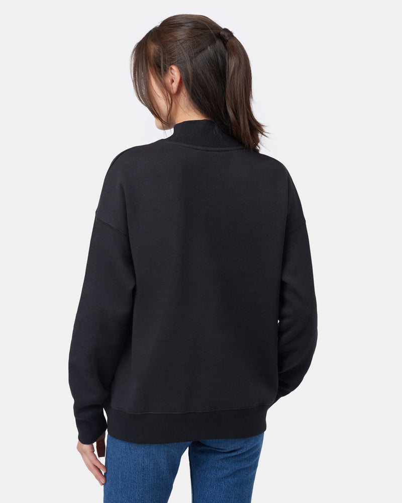 Black Women's Loose-Fit Mock Neck Top