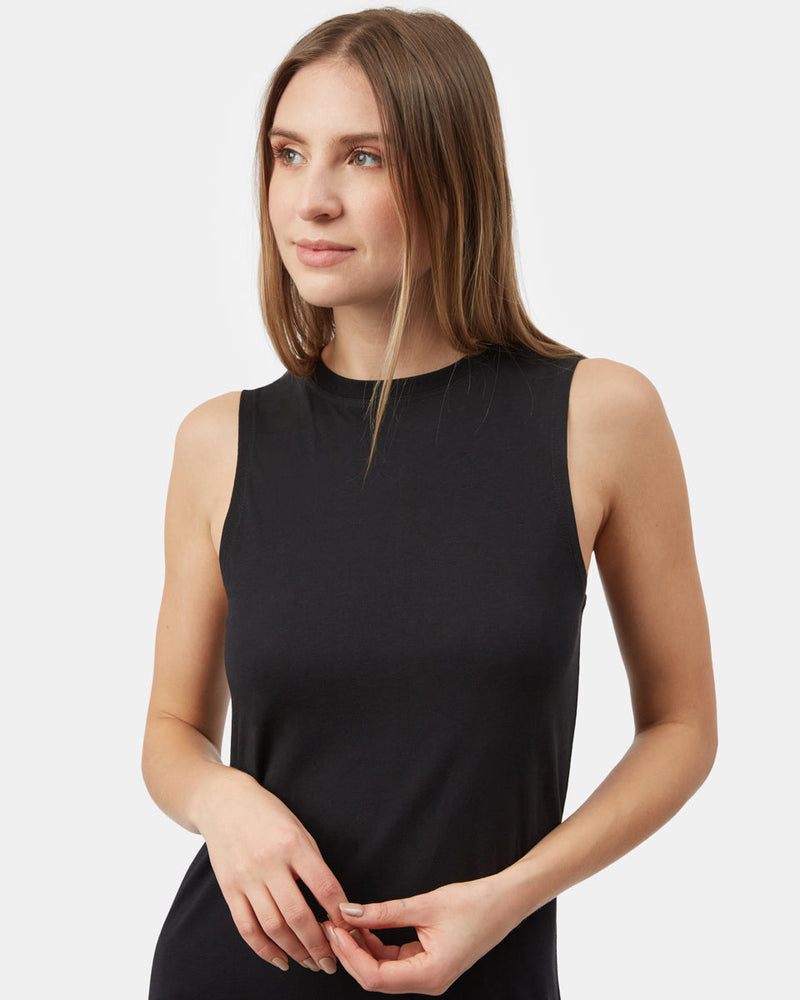 Black Women's Mid-Length Slit Dress