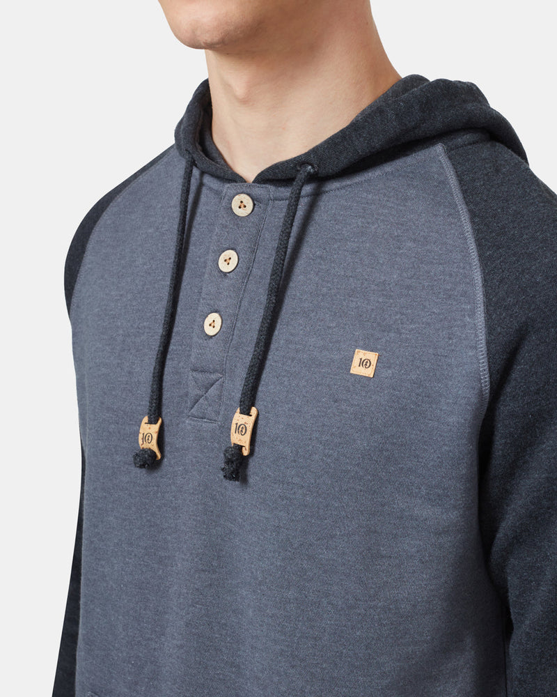 Black,Gray Organic Cotton Button Hoodie