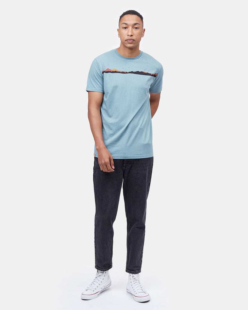 Blue Graphic Crew Neck Men's T-Shirt