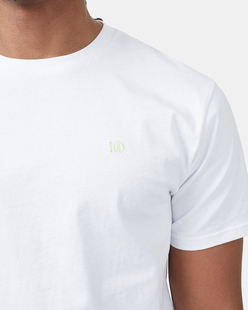 White Men's Embroidery Short Sleeve T-Shirt